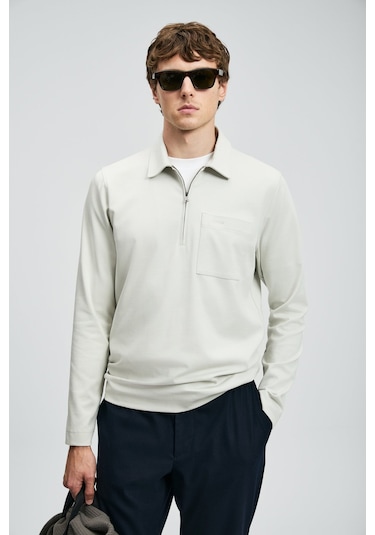 Lufian Erkek Lucas Smart Polo T-shirt 112040043 Gri Gri