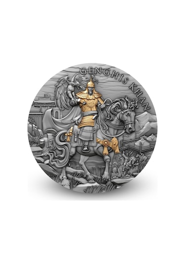 Agakulche Cengiz Han Altın Kaplama Gümüş Sikke Coin