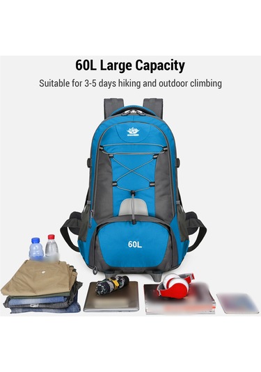 Jeehugo 60l Yüksek Yoğunluklu Nilon Dağcı Sırt Çantası - Su Geçirmez, Bölünmüş Depolama, Nefes Alıcı Arka Sistemi Ve Reflektör Çubuklarıyla Outdoor Maceralar İçin Kırmızı