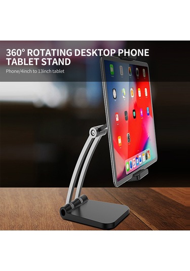Yaozixa Siyah Masaüstü Telefon Ve Tablet Tutucu 360 Derece Döner Ayarlanabilir 4-13 İnç Uyumlu Canlı Yayın Ve Ders İçin Abs+metal Dayanak