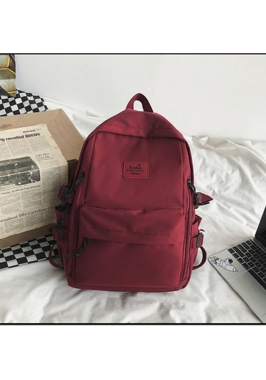 Retro Tarzı Şık Ve Fonksiyonel Genç Kızlar İçin Üniversite Okul Çantası Modası Sırt Çantası Kirmizi