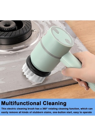 Pazly Kablosuz Temizleme Fırçası Seti - Beyaz, 4 Fırça Başlığı, Ev Temizliği Yardımcısı