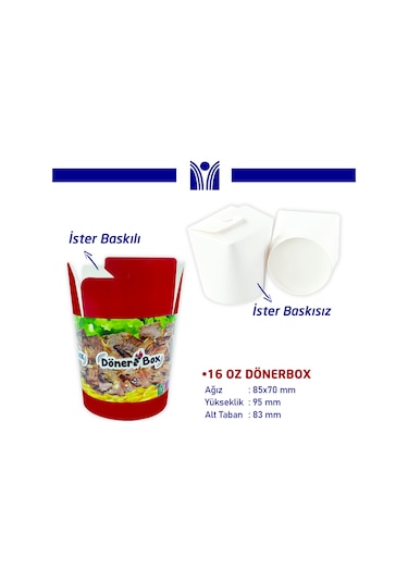 16 Oz Döner Box 1 Koli 500 Adet