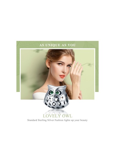 Baykuş S925 Değerli Taşlar Ve İçi Boş Boncuklarla Kakma Gümüş Boncuklar Çok Renkli