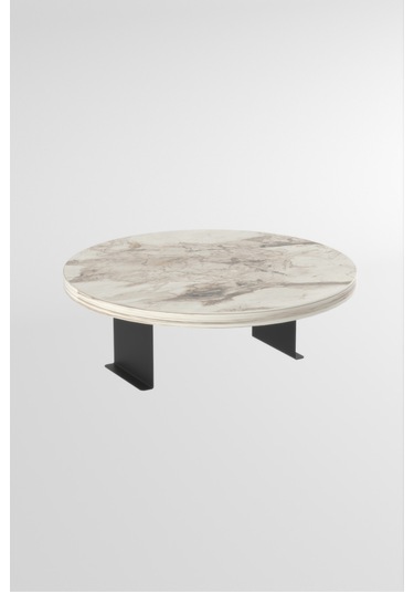 Zigon Sehpa Yan Sehpa Ayarlanabilir Tepsi Dekoratif Modern Tepsi Efes Beyaz Mermer Desen