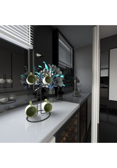 Suntel Tezgah Üstü Kupa Bardak Askılığı Mat Siyah