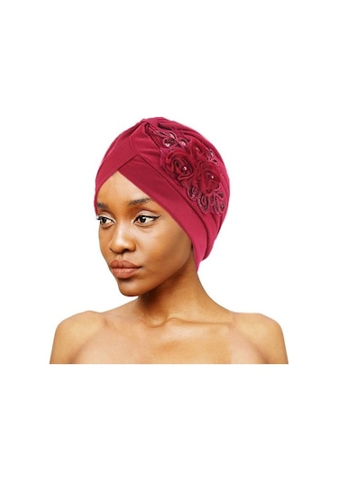 Trendy Türban Şapkası Çekme Önleyici Çiçek Tüm Maç Renk: Açık Gri Lacivert