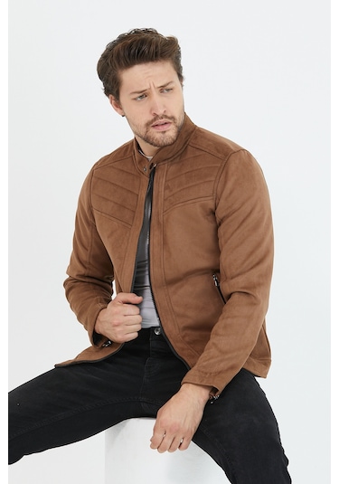 Erkek Kahverengi Dar Kesim Süet Ceket Kahverengi