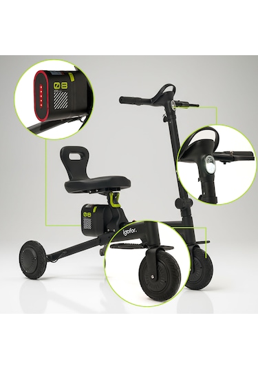 İgofor 3 Tekerlekli Katlanabilir Elektrikli Oturulabilir Scooter Siyah