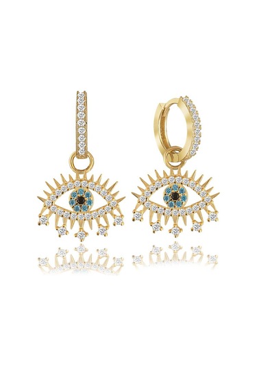 Göz Gümüş Küpe Sallantılı Gold  Orta