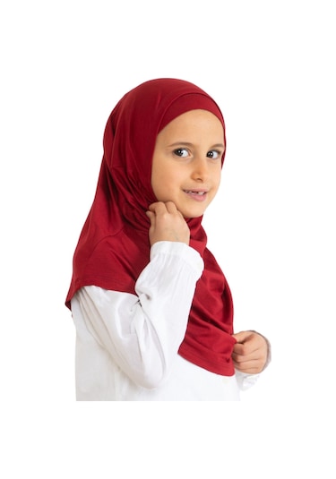 Çocuk Hazır Giyim Başörtüsü Şal Turban Viskon - Bordo Bordo