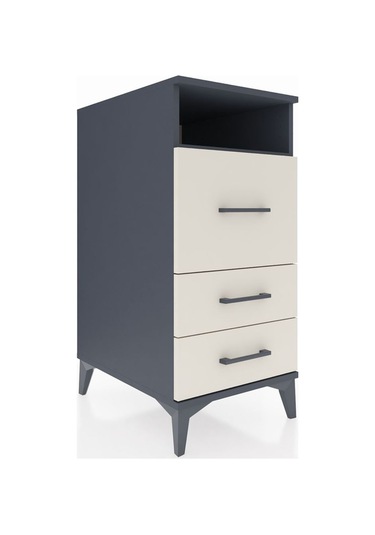 Kronos Komodin Tek Raflı 3 Çekmeceli 44x59x96 Antrasit-aytaşı Antrasit
