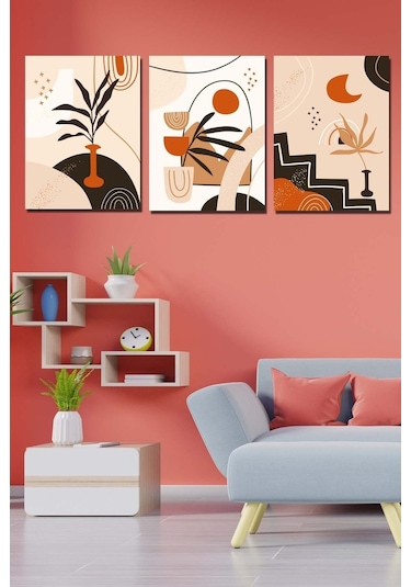 No77decor 3 Parça Sanatsal Tablo Seti Dijital Baskı