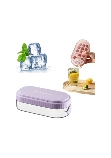 Kosona Portatif Basma Silikon Buzluk: 18 Bölmeli Kapaklı, Hijyenik Buz Çıkartma, Pratik Doldurma, Mutfak Aleti Mor Çok Renkli