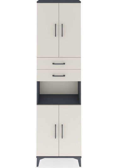 Arges Dolap 4 Raflı 2 Çekmeceli 4 Kapaklı 60x30x221 Antrasit-... Antrasit