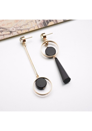 Altın Moda Geometrik Uzun Asimetri Küpe Taklidi Daire Kulak Damızlık Yeni Akrilik Büyük Küpe Çok Renkli