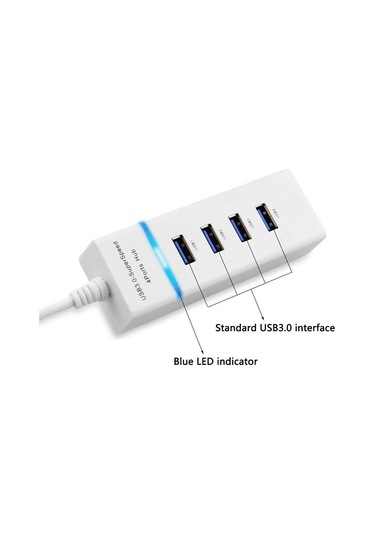 4 Bağlantı Noktası Usb 3.0 Şarj Cihazı Hub Beyaz