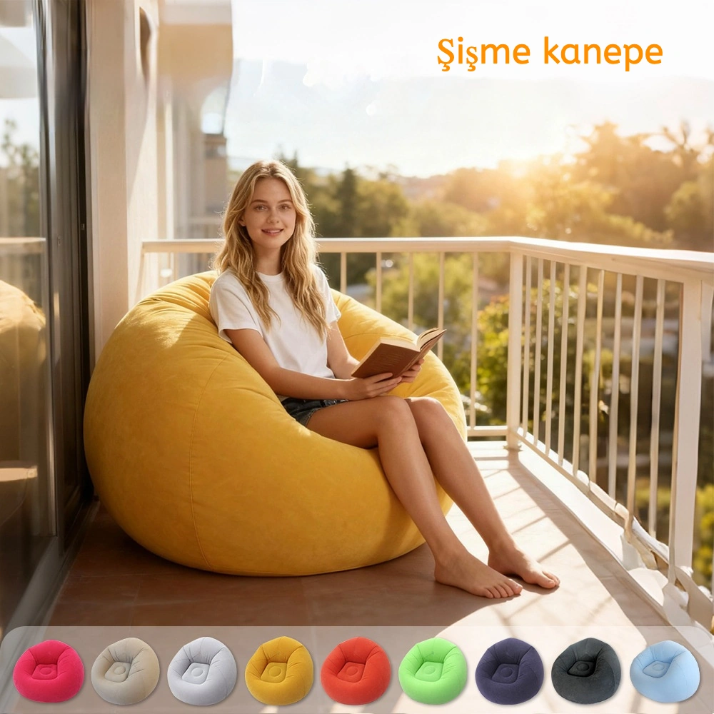 Snapbuy Kadife Kaplamalı Tek Kişilik Şişme Koltuk Sarı