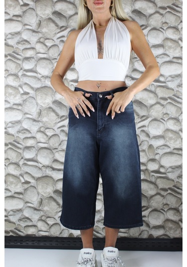 St.poll Unisex Baggy Şortolon Mavi