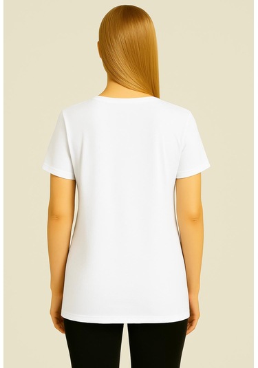 Axxel Kadın Beyaz Kısa Kollu Oversize T-shirt-d804-k Beyaz