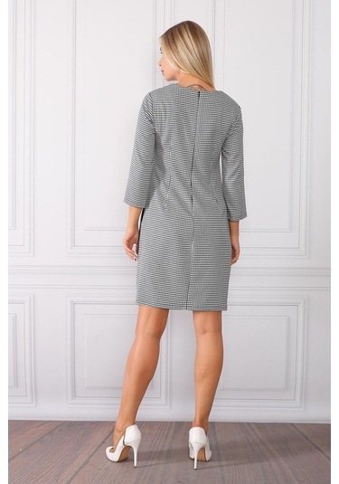 E.T.'S Element'S Kadın Deri Detaylı Elbise Gri