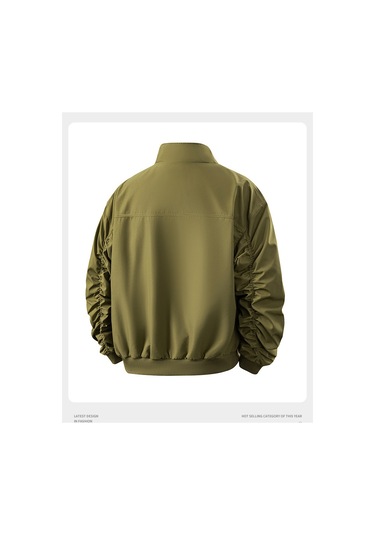 Amerikan Tarzı Dik Yakalı Pilot Ceketi Erkekler İçin Sağlam Beyzbol Ceketi Beyaz