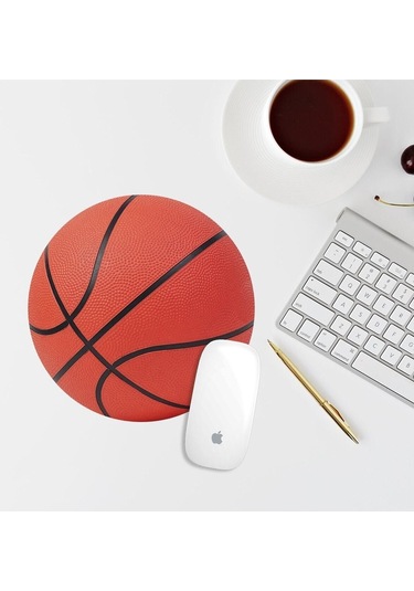 Turuncu Basketbol Topu Yuvarlak Mouse Pad Mouse Altlığı
