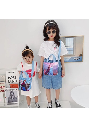Çocuk Crossbody Tatlı Dondurulmuş Elsa Prenses Karikatür Baskı Kız Çanta Çok F 12 12 Çok Renkli