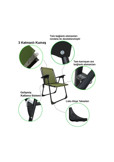Natura Bardaklıklı Kamp Sandalyesi - Yeşil