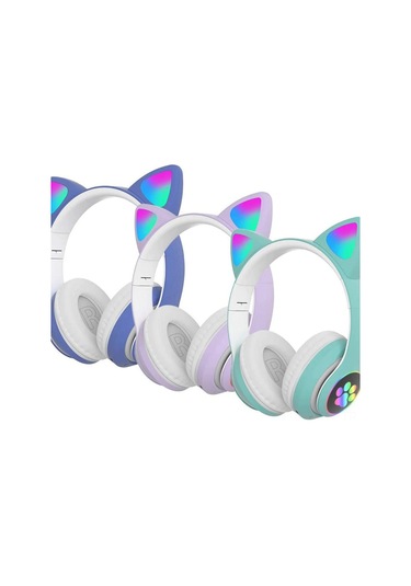 Monyee Kedi Kulaklıklı Led Işıklı Bluetooth 5.0 Kulaklık, Gürültü Engelleme Mikrofonlu, Ses Kontrol Ve Çağrı Yönetimi, Oyun Ve Günlük Kullanım İçin