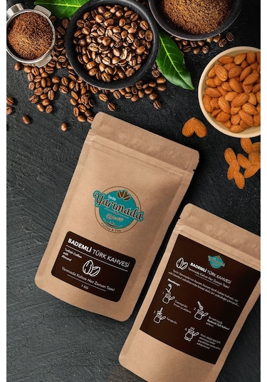 Tarihi Yarımada Kahvecisi Taze Çekilmiş Orta Kavrulmuş ve Öğütülmüş Bademli Türk Kahvesi 1 KG