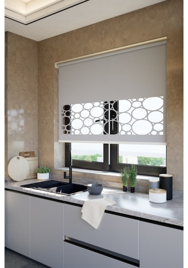 Lazer Kesim Mat Stor Perde, Lazer Kesimli Klasik Serisi, C-5004 Antrasit Renk Antrasit