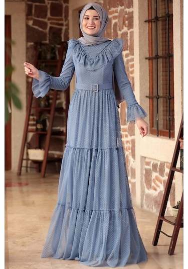 Amine Hüma Damla Elbise Indigo