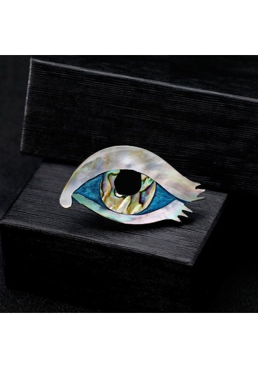 Blucome Moda High-end Göz Broş Kişilik Vahşi Abalone Kabuk Kadın Pin Mavi