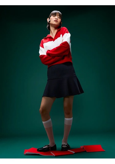 Tvoe Koşumasız Polo Sweatshirt Y2k 461822809 Kırmızı