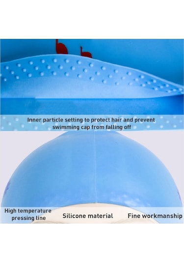 Uzun Saçlar İçin Baskılı Silikon Yüzme Şapkası Suya Dayanıklı Yüzme Şapkası, : Tek Lacivert
