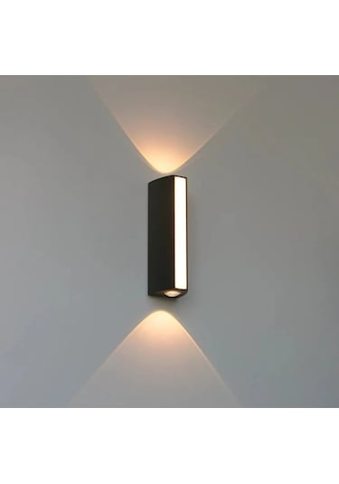 12 Watt Optik Çift Yönlü Dış Ve İç Mekan Uyumlu Duvar Led Apl... Siyah