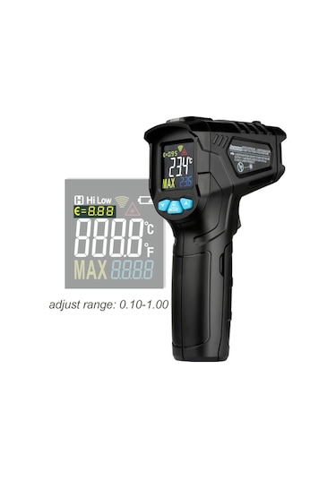 50 800 Endüstriyel Dijital Kızılötesi Termometre Siyah
