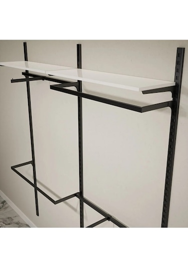 Afe Dekor Butik Raf Sistemi Siyah-125 200 Beyaz - Siyah