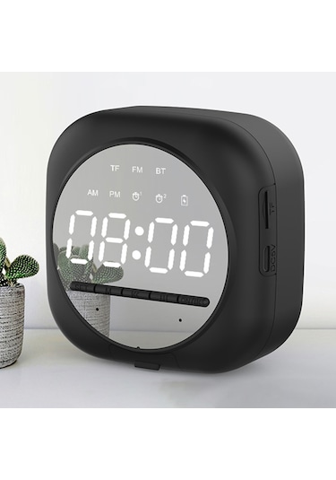 Jeemson Siyah Bluetooth Hoparlör, Led Ayna Ekran, Çift Alarm, Tf Kart Oynatma, Gelişmiş Ses Kalitesi, Parlaklık Ayarlı, İngilizce Versiyon Hyj-q12