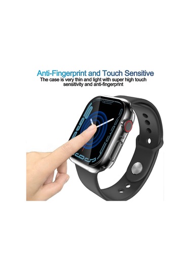 Apple Watch Series 7 41mm İle Uyumlu, Temperli Cam Ekran Koruyuculu, Tamamen Koruyucu Sert Pc Kabuklu 2'li Kılıf - Şeffaf