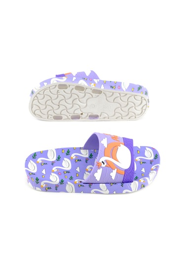 Gezer Kız Çocuk Yazlık Islak Zeminde Kullanıma Uygun Rahat Taban Ev Bahçe Plaj Havuz Terlik Lila