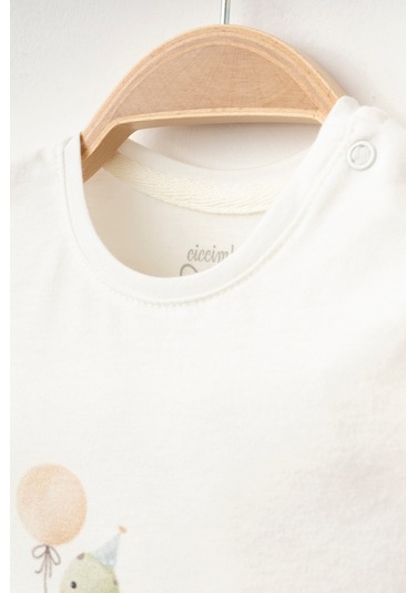%100 Pamuklu Little Roar T-shirt Ekru