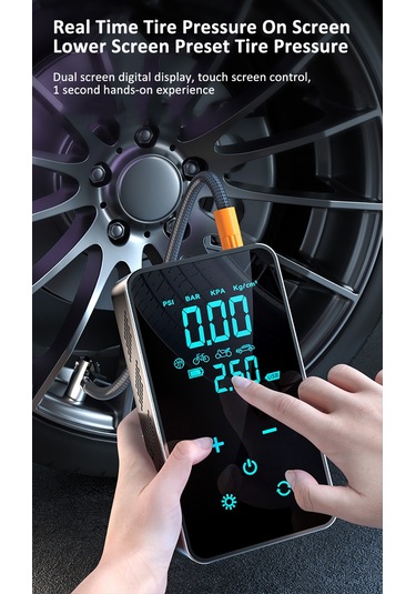 Vkemall St-9616a Arabalı Dokunmatik Hava Kompresörü - 12v Tekerlek Şişirici, 3 Metre Kablolu, 150psı, 16l/dakika