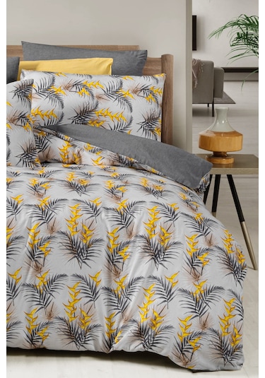 Lastikli Çarşaflı Tek Kişilik Nevresim Takımı Monyell Sarı