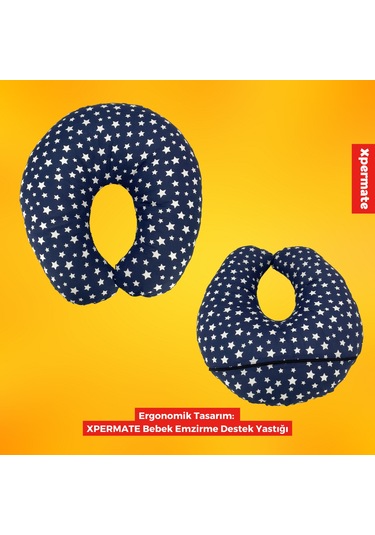 Xpermate Bebek Emzirme Yastığı,destek Minderi Yıldızlı Lacivert