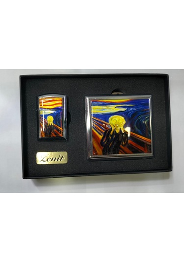 Zenit Çakmak Ve Sigara Tabakası Seti Çığlık-edvard Munch Gri