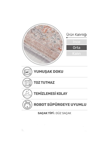 Retrova Halı Koleksiyonu Vintage Eskitme Desenli, 6 Mm İnce Form, Tozumaz Ve Kolay Temizlik Çok Renkli