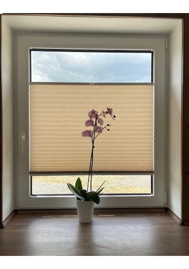 Krem Plise Perde - Cam Balkon Ve Pimapen Uyumlu Kancalı Veya Vidalı Montaj