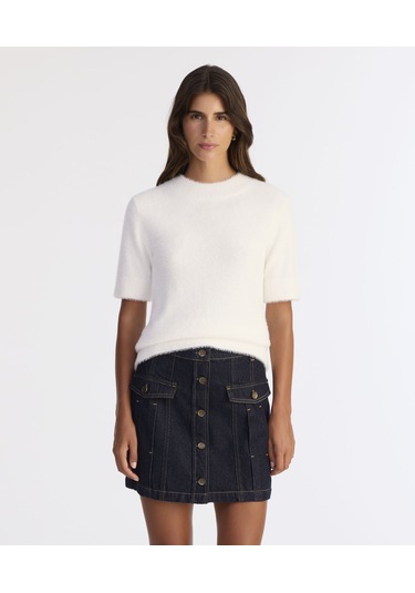 Yargıcı Pens Detaylı Düğmeli Kısa Denim Etek 25kket4021x 516 Lacivert